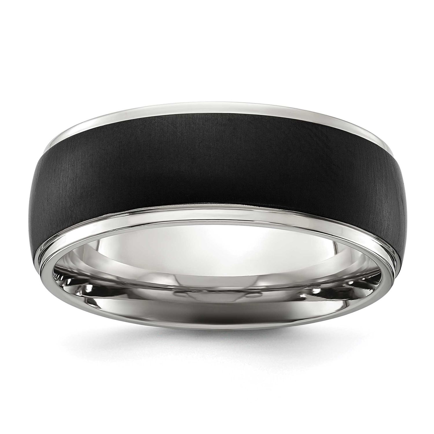 Brushed Black IP-plated Center 8mm Band Stainless Steel Polished, SR741-12, 196904253199