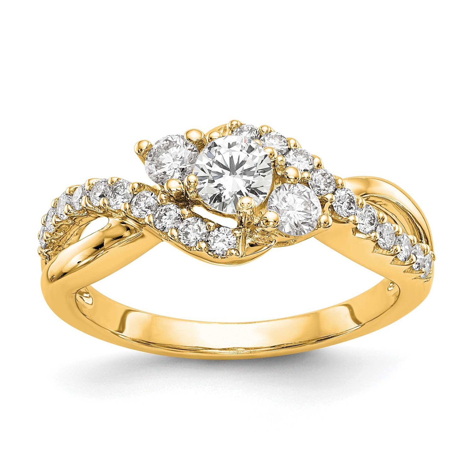 Lab Grown VS/SI FGH Diamond Complete Criss-Cross Engagement Ring 14k Gold, RM2554E-050-7LG,