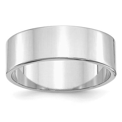 7mm Flat Band Sterling Silver Rhodium-plated, QWFB070RH-12, 883957195377
