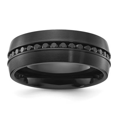 Black IP-plated with Black CZ 8mm Band Titanium Brushed, TB521-11.5, 196904299166
