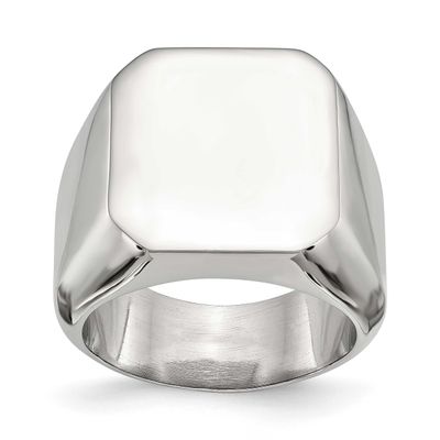 Square Signet Ring Stainless Steel Polished, SR308-9, 191101390883