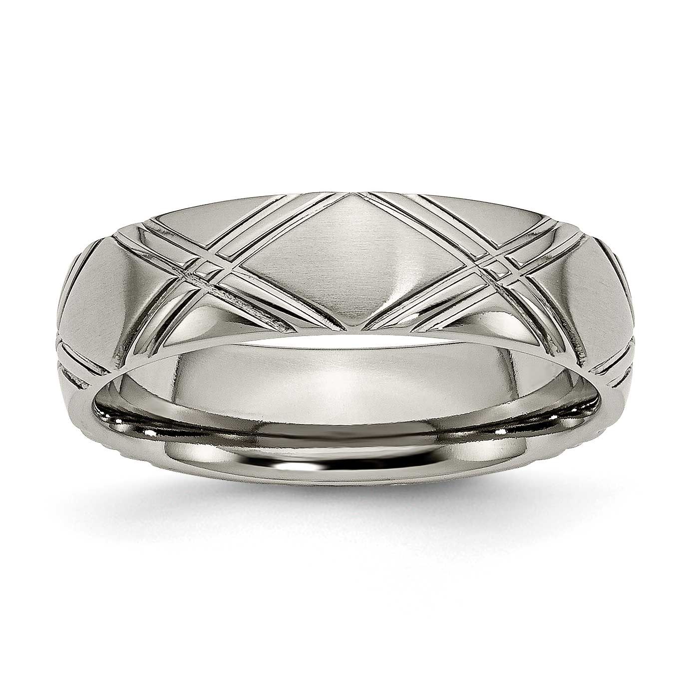 6mm Criss-cross Design Band Titanium Brushed and Polished, TB192-11, 883957792699