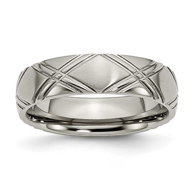 6mm Criss-cross Design Band Titanium Brushed and Polished, TB192-11, 883957792699