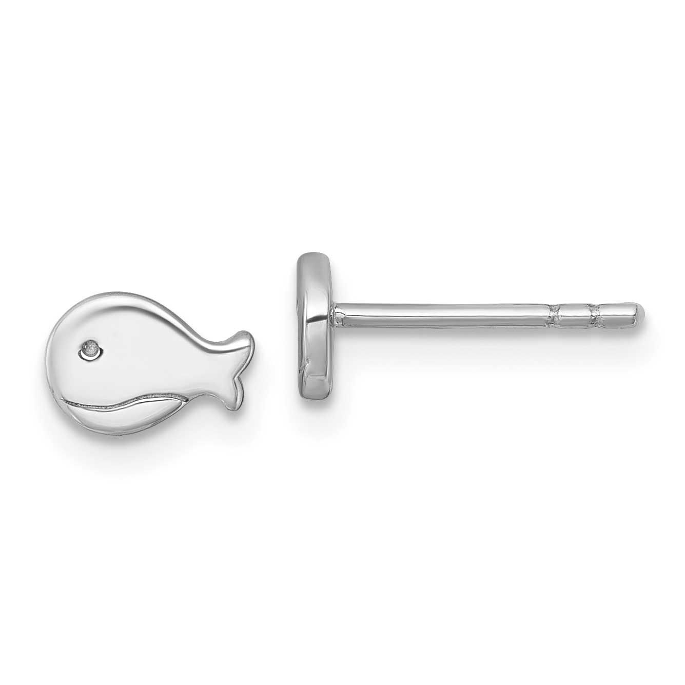 Polished Whale Post Earrings Sterling Silver Rhodium-plated, QE18296,