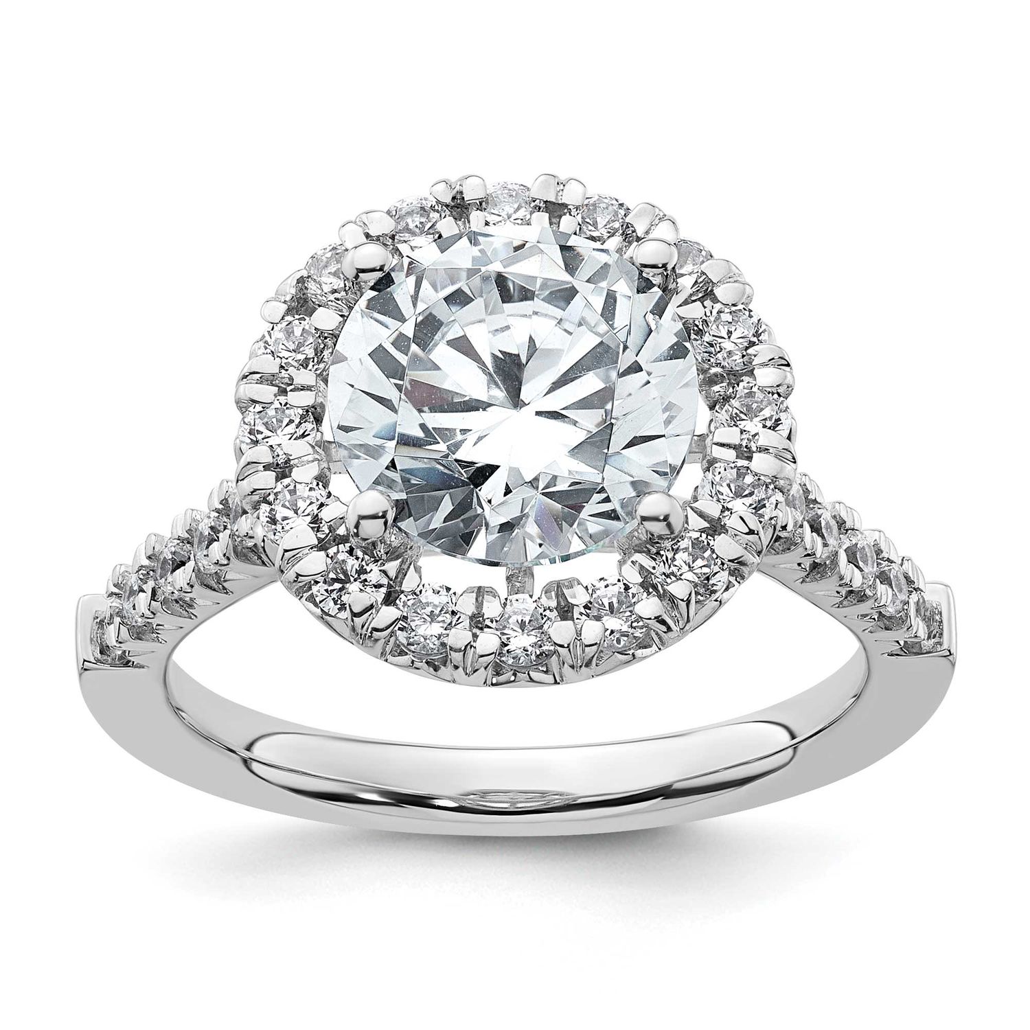 Lab Grown Diamond VS/SI FGH Halo Eng Semi-mount Ring 14k White Gold, RM2057E-300-7WLG,