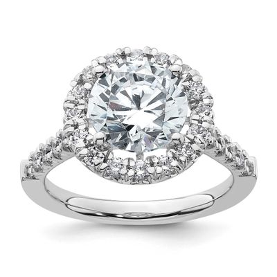 Lab Grown Diamond VS/SI FGH Halo Eng Semi-mount Ring 14k White Gold, RM2057E-300-7WLG,