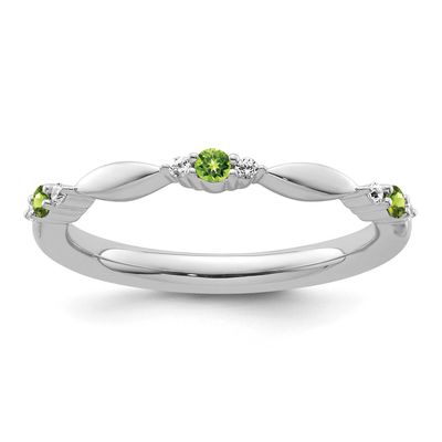 Peridot and Diamond Ring 14k White Gold, SK2160-5,