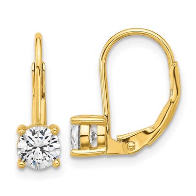 Gold-tone Flash-gold Plated 5mm CZ 2 Stone Leverback Earrings Sterling Silver, QSH132Y, 196904348666