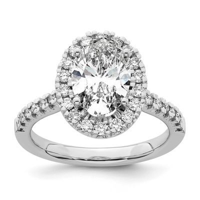 Lab Grown VS/SI FGH Diamond Oval Halo Semi-mount Engagement Ring 14k White Gold, RM2058E-200-7WLG,