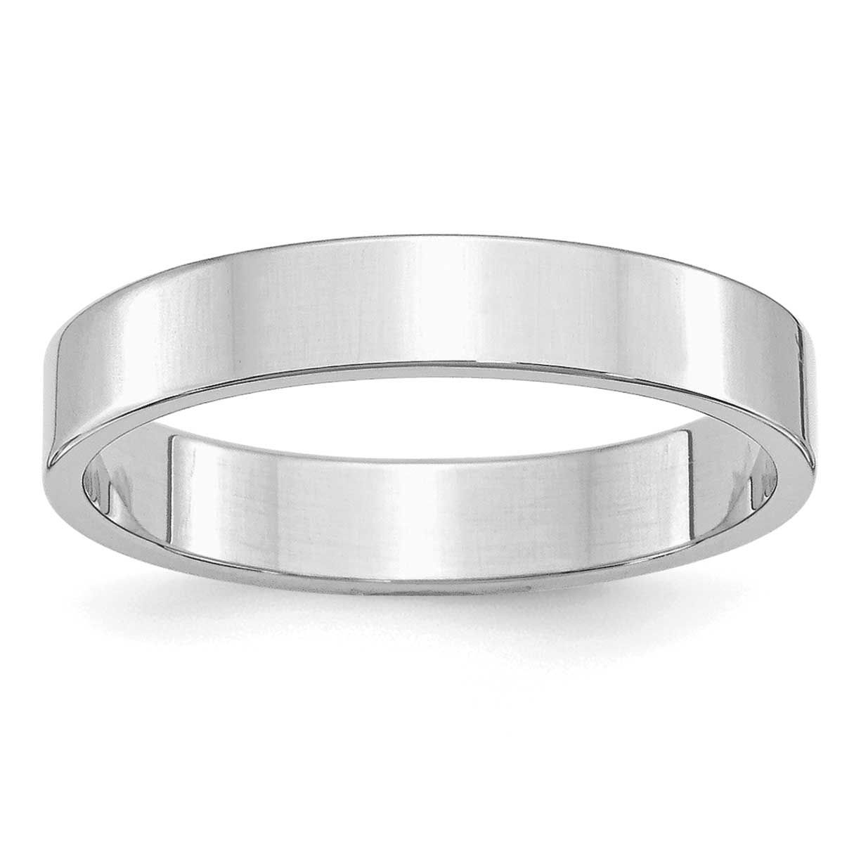 4mm Flat Ring Sterling Silver Rhodium-plated, QWFB040RH-7.5,