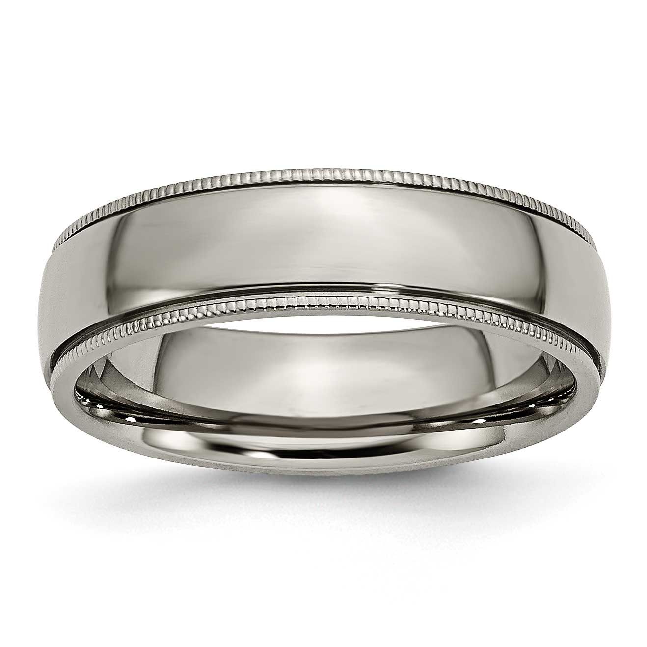 6mm Grooved and Beaded Edge Band Titanium Polished, TB132-10.5, 883957770475