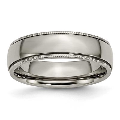6mm Grooved and Beaded Edge Band Titanium Polished, TB132-10.5, 883957770475