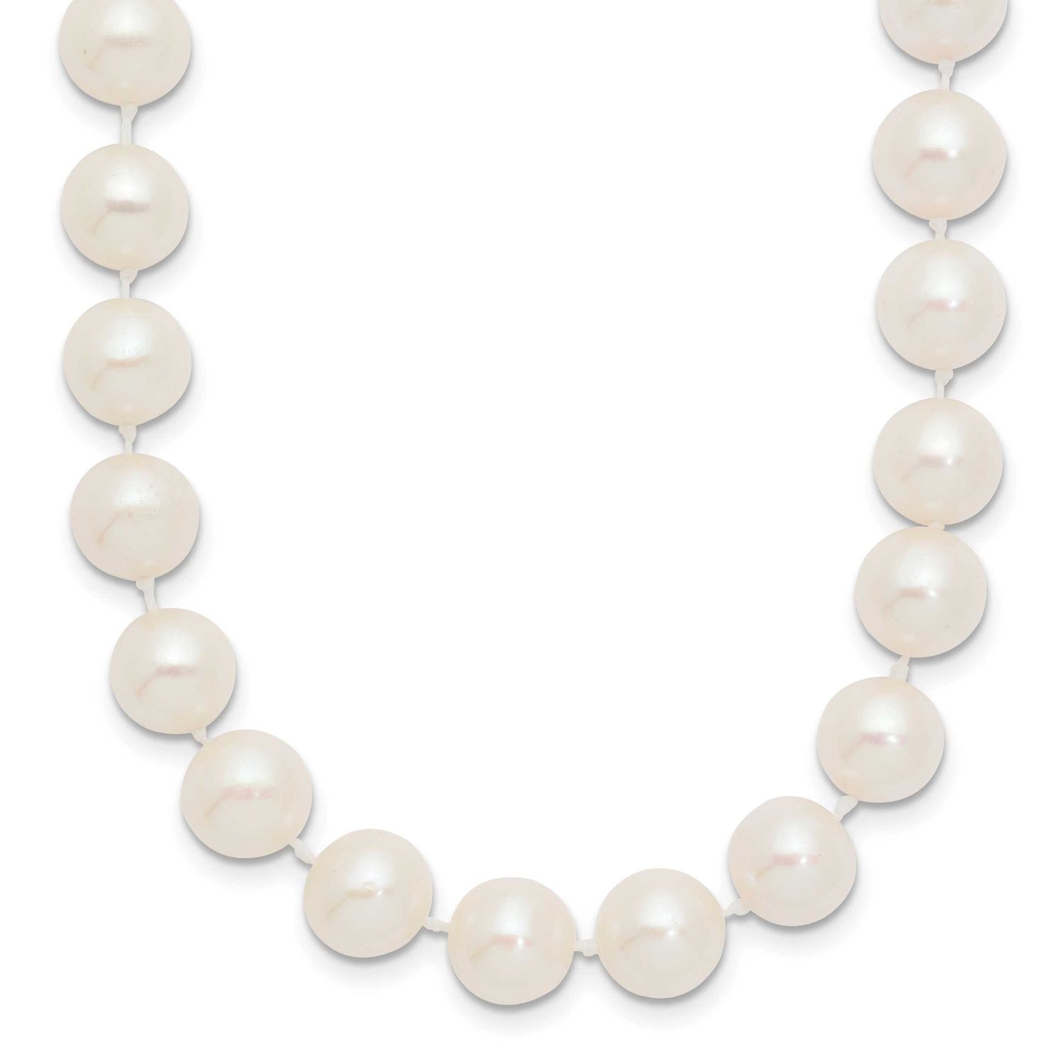 8-9mm White Near Round Freshwater Cultured Pearl 18inch Necklace 10k Gold, 10WPN080-18,