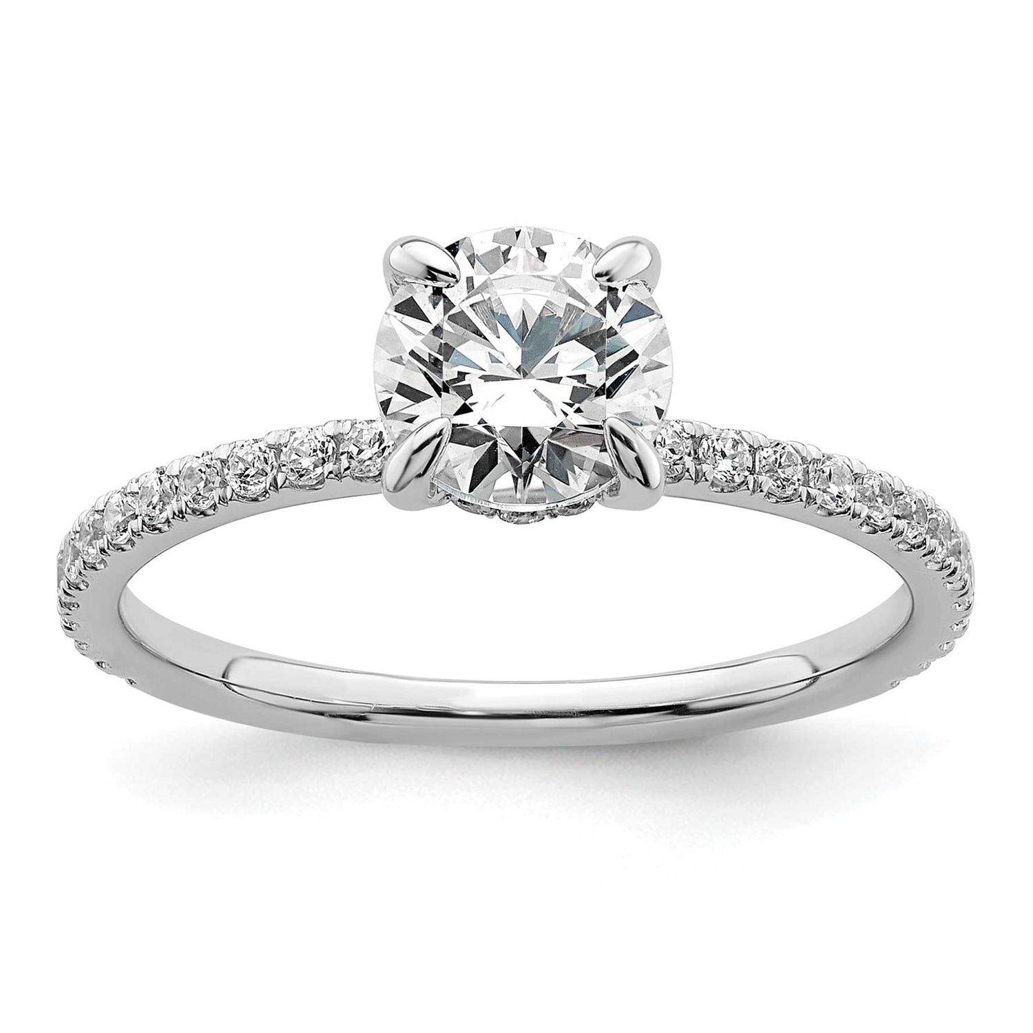 Lab Grown Diamond VS/SI FGH Flair Round Semi Engagement Ring 14k White Gold, RM10536-100-WLG,
