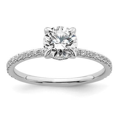 Lab Grown Diamond VS/SI FGH Flair Round Semi Engagement Ring 14k White Gold, RM10536-100-WLG,