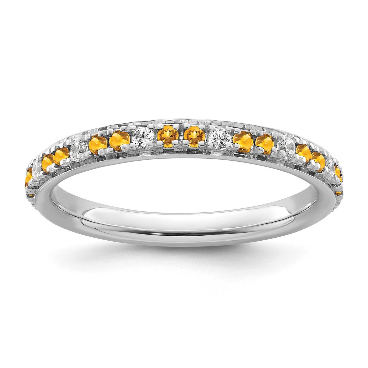 Citrine and Diamond Ring 14k White Gold, SK2207-7,