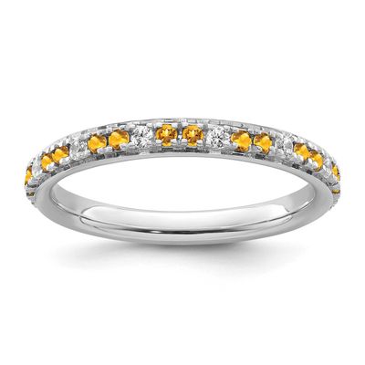 Citrine and Diamond Ring 14k White Gold, SK2207-7,