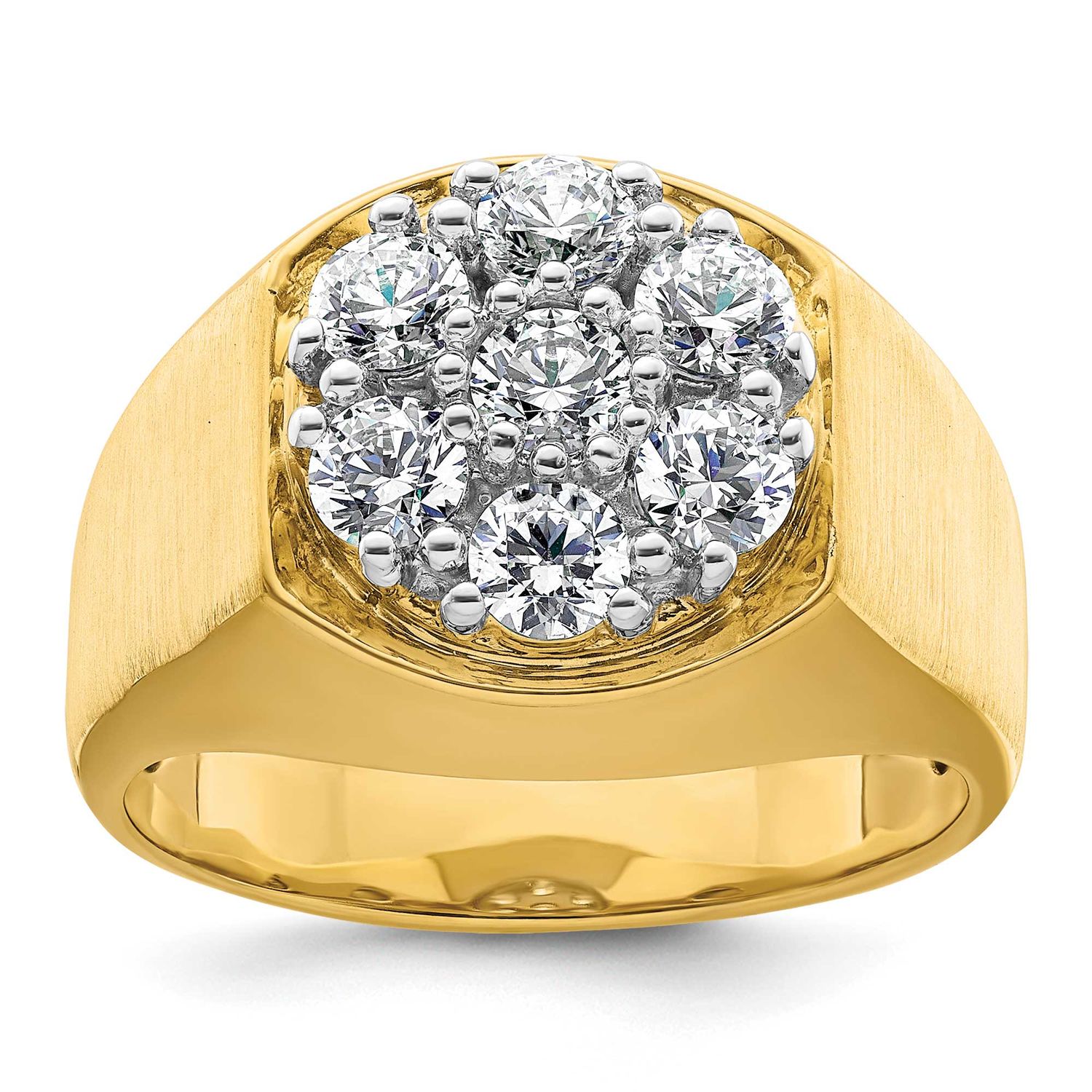 IBGoodman Men&#39;s Polished and Satin Complete Lab Grown VS/SI FG Ring 14k Two-tone Gold, B220079-4YWL