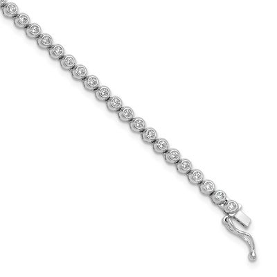 Bezel Set 1.7mm CZ 61 Stone 8 inch Bracelet Sterling Silver Rhodium-plated, QSH172-8, 196904314067