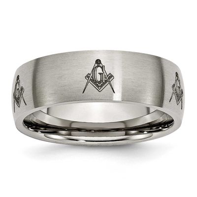Masonic Laser Design 8mm Band Titanium Brushed, TB26M-7, 886774053004
