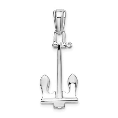 De-Ani Polished 3D Large Navy Anchor Pendant Sterling Silver Rhodium-plated, QC10420, 637218178971