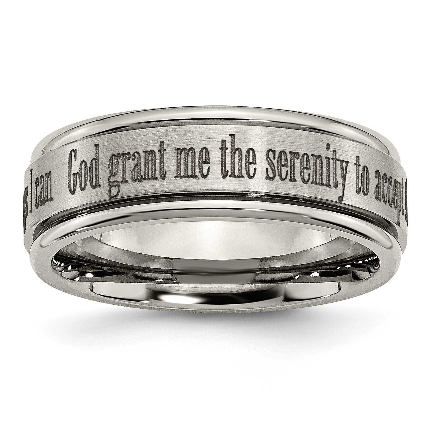 Serenity Laser Design 8mm Ridged Edge Band Titanium Brushed and Polished, TB11G-9, 886774046464