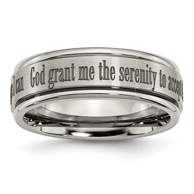 Serenity Laser Design 8mm Ridged Edge Band Titanium Brushed and Polished, TB11G-9, 886774046464