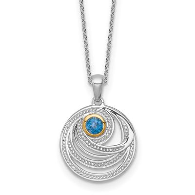 Shey Couture with 14k Accent Round London Blue Topaz Swirl Circle 18 inch with 2 inch Extension Nec