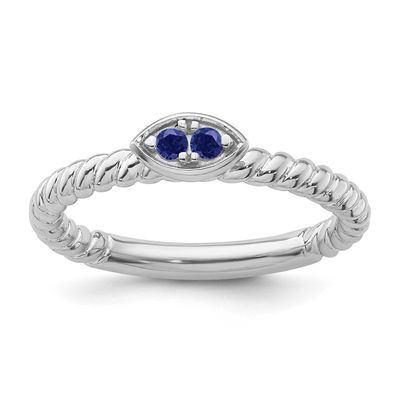 Created Sapphire Twisted Ring 14k White Gold, SK2139-8, 196904274828