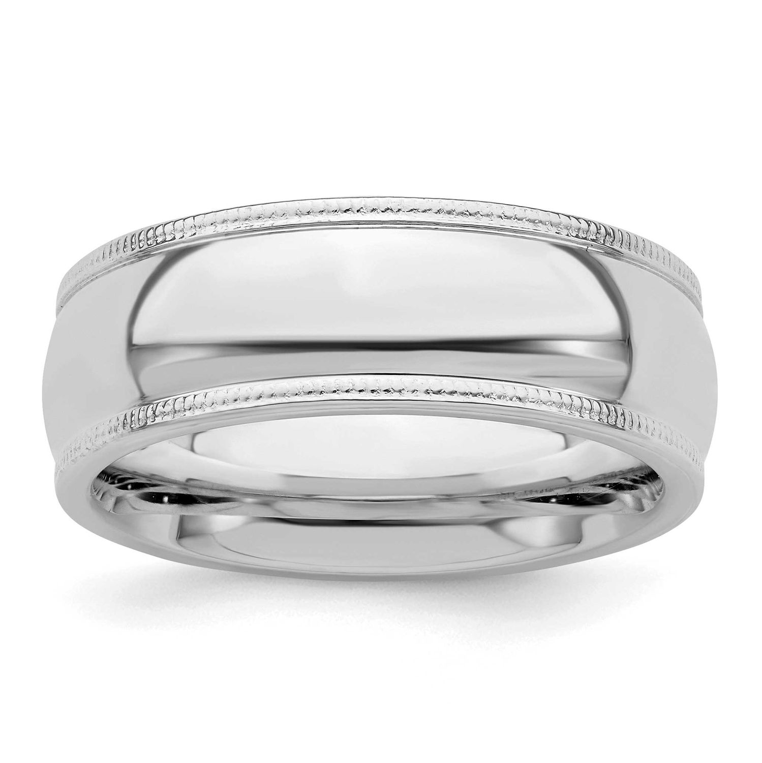 7mm Comfort Ring Fit Milgrain Sterling Silver Rhodium-plated, QCFM070RH-10,