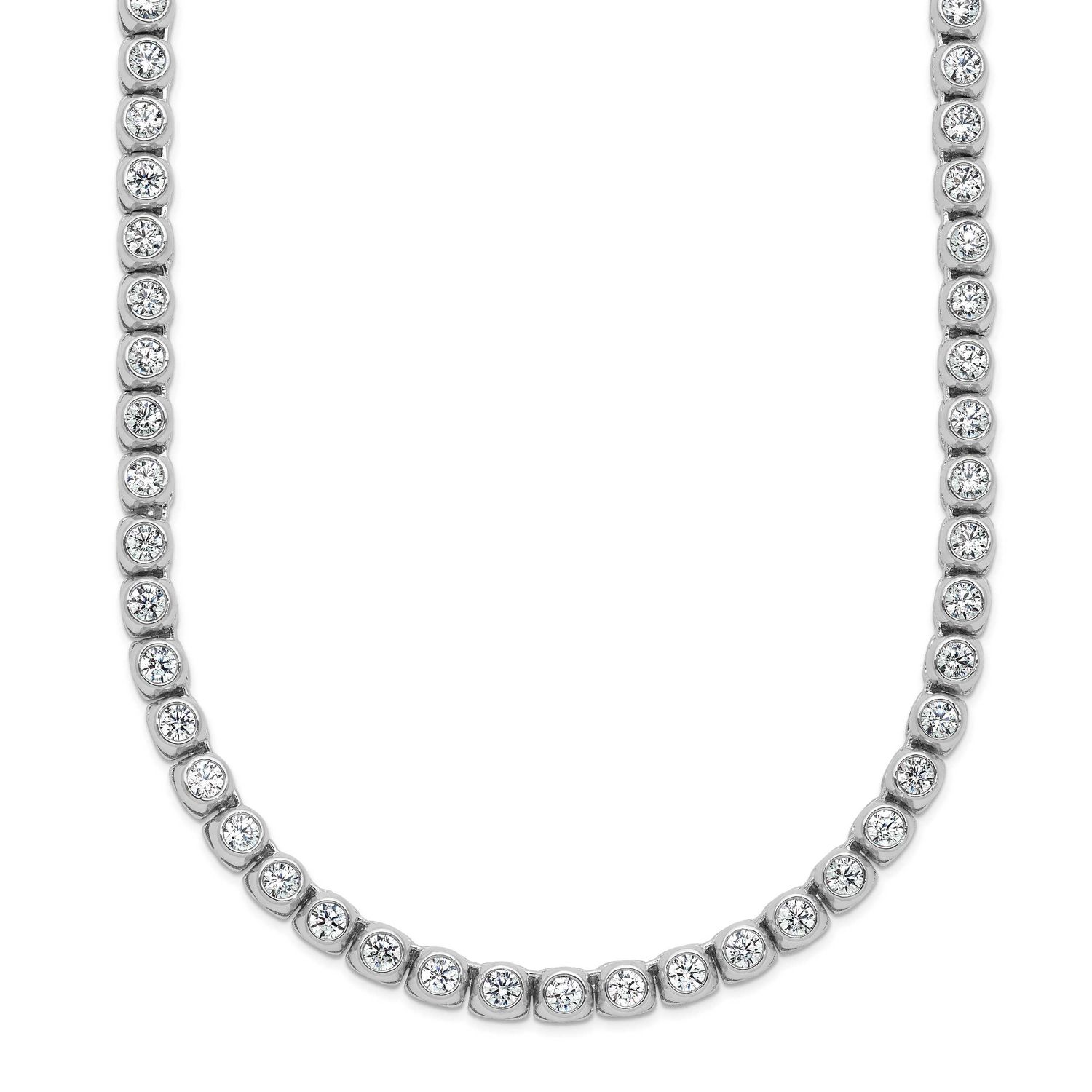 Bezel Set 2.5mm CZ 106 Stone 17 inch Necklace Sterling Silver Rhodium-plated, QSH176-17, 1969043142