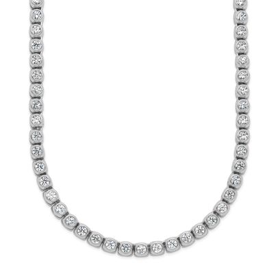 Bezel Set 2.5mm CZ 106 Stone 17 inch Necklace Sterling Silver Rhodium-plated, QSH176-17, 1969043142