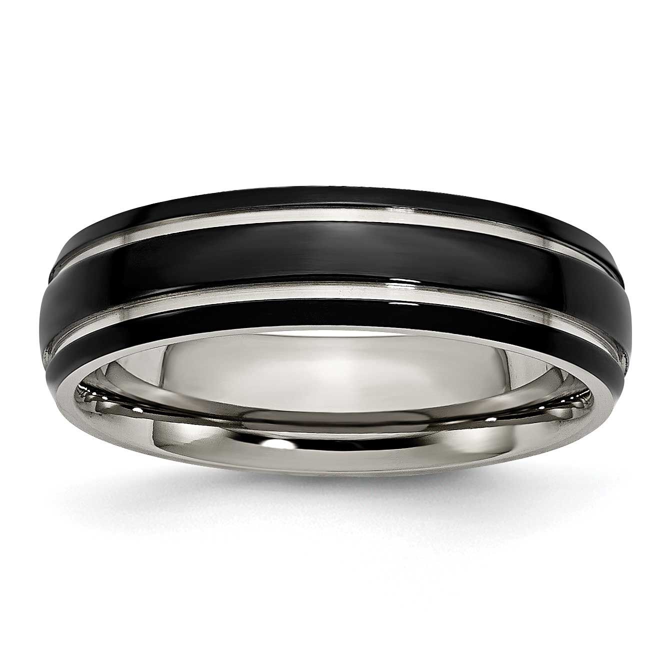 Black IP-plated 6mm Grooved Band Titanium Polished, TB317-9, 883957569901