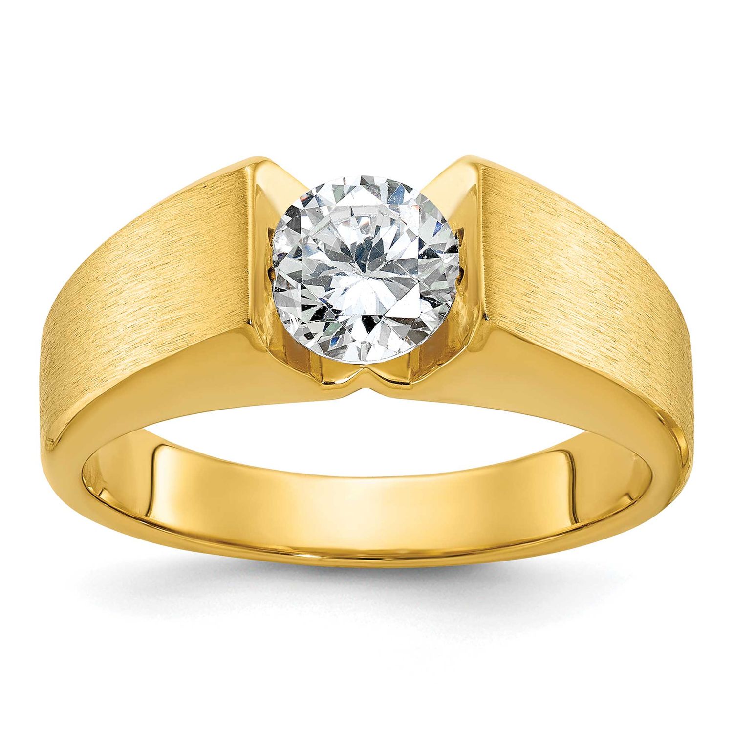 IBGoodman Men&#39;s Polished and Satin Complete Lab Grown VS/SI FGH Diamond Ring 14k Gold, B58387-4YLG,