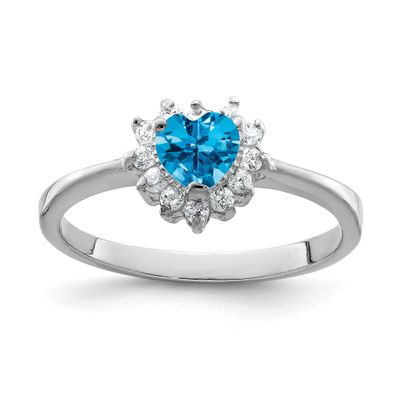 Blue Topaz Ring Sterling Silver Rhodium-plated, QR4413-7, 883957566429