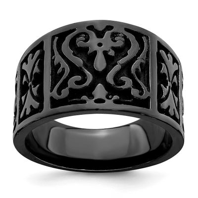 Edward Mirell Flat Casted Design 14mm Ring Black Ti, EMR228-10, 886774314075
