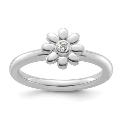 Diamond Flower Ring 14k White Gold, SK2182-8, 196904274545