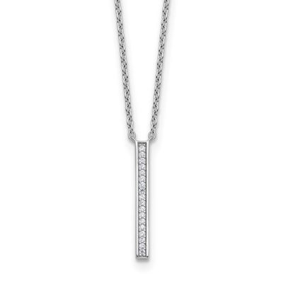 Cheryl M Polished CZ Bar Necklace Sterling Silver Rhodium-plated, QCM1819-18, 196904276426