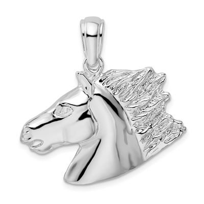 De-Ani Polished Horse Head Pendant Sterling Silver Rhodium-plated, QC10558, 637218184118