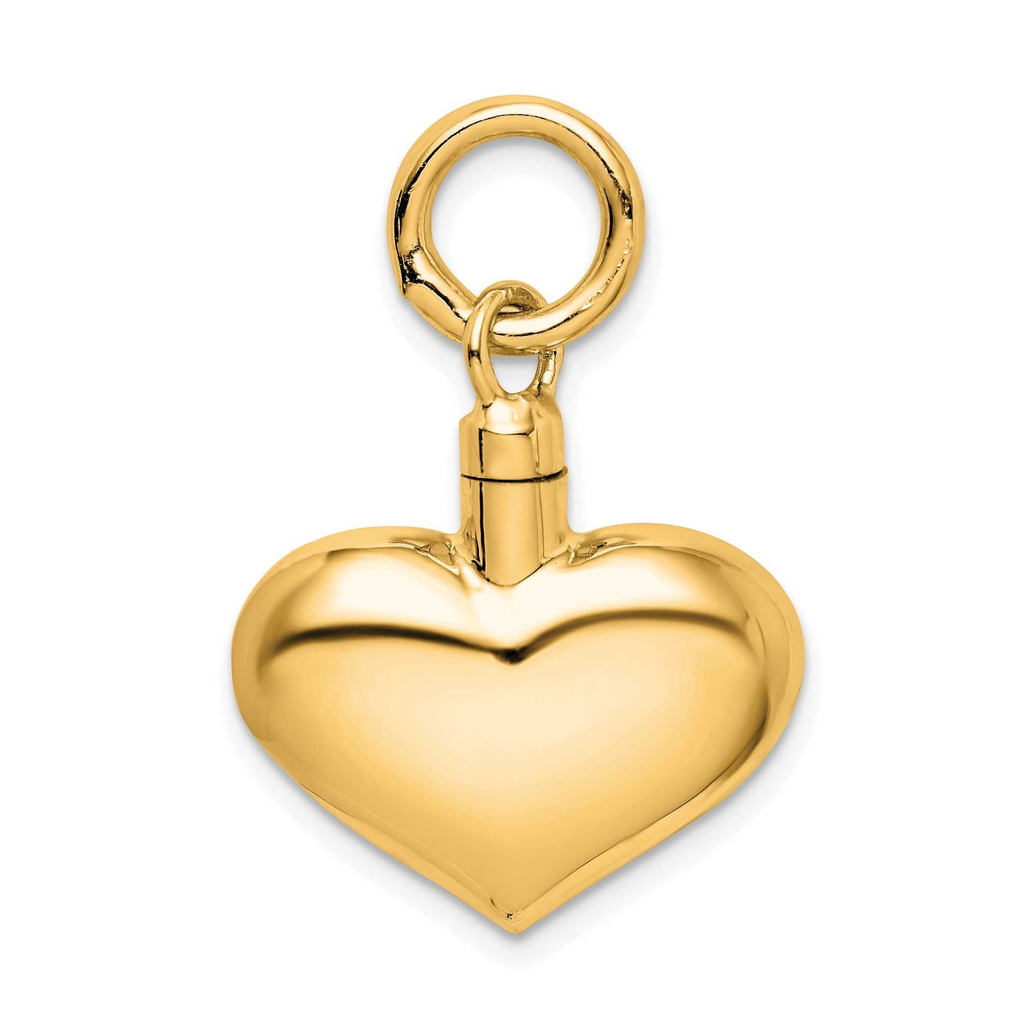Gold-tone Polished Puffy Heart Ash Holder Pendant Sterling Silver, QC8400GP,
