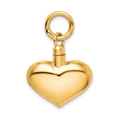 Gold-tone Polished Puffy Heart Ash Holder Pendant Sterling Silver, QC8400GP,