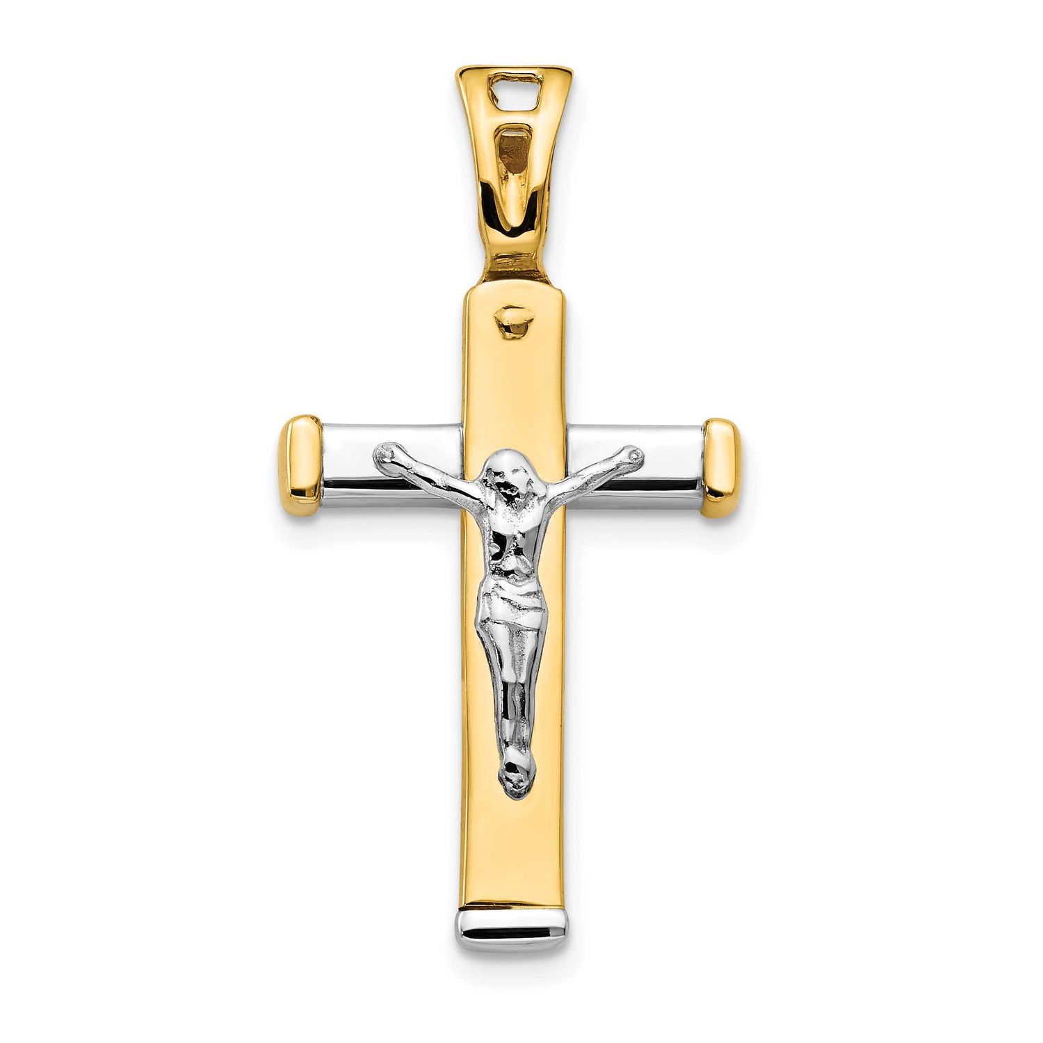 Polished Crucifix Pendant 14k Two-tone Gold, LF1042, 883957463124