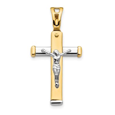 Polished Crucifix Pendant 14k Two-tone Gold, LF1042, 883957463124