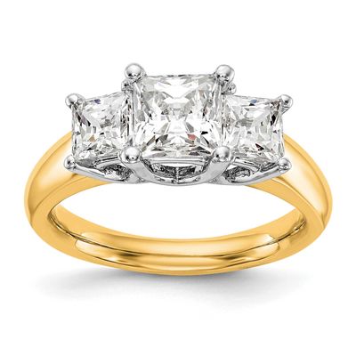 3-Stone Holds 1 carat 5.70mm Princess Center and 2-4.5mm Princess Sides Engagement Ring Mounting 14