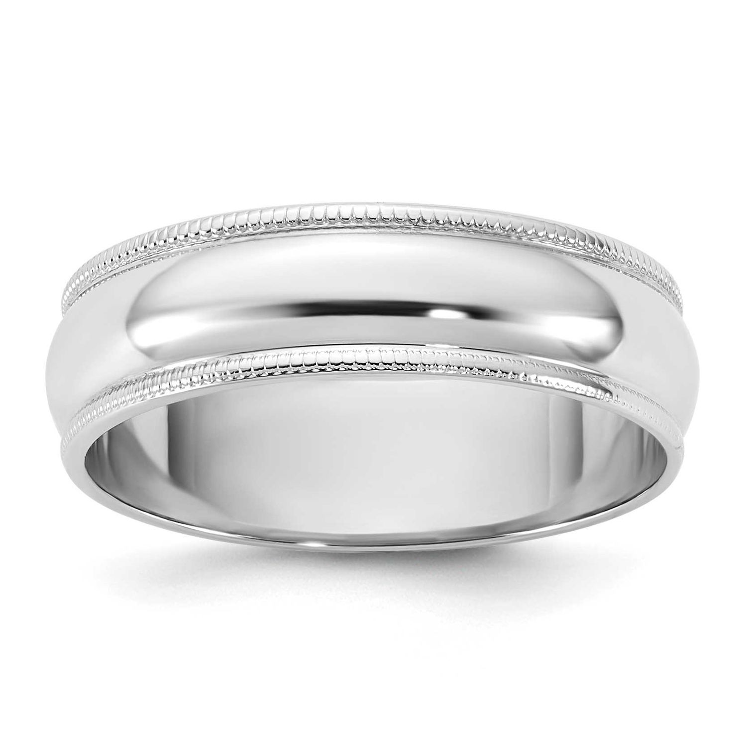 5.5mm Milgrain Half Round Band 14k White Gold, WML055-12.5,