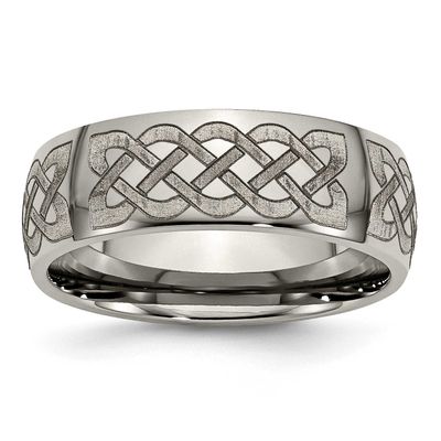 Celtic Laser Design 8mm Band Titanium Polished, TB2F-12.5, 886774057385