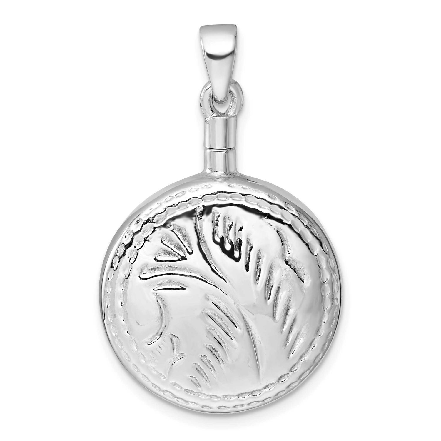 Polished Design Round Ash Holder Sterling Silver Rhodium-plated, QC11507,