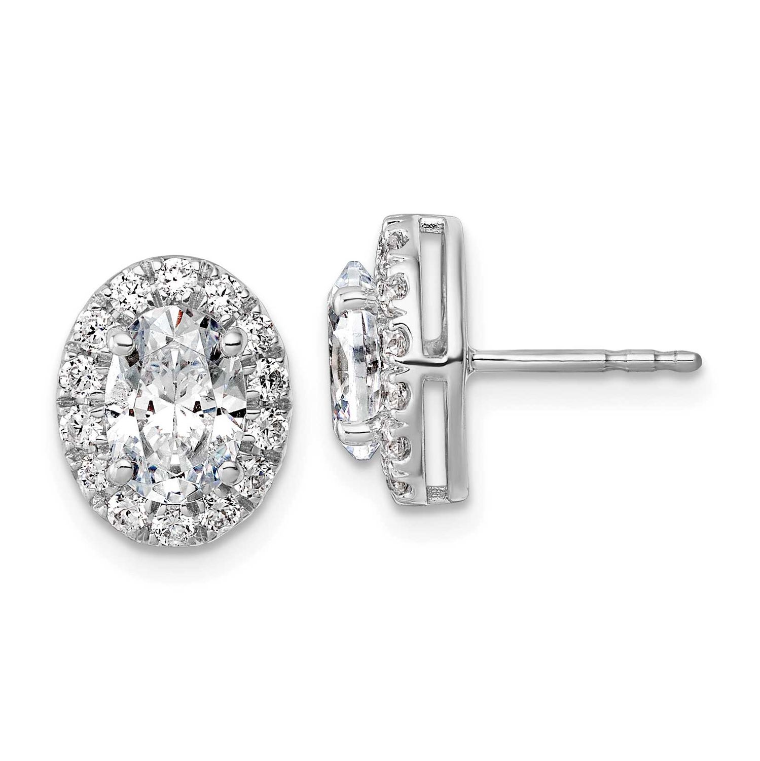 Lab Grown Diamond VS/SI FGH Oval Halo Earrings Semi-Mount 14k White Gold, EM10431-250-WLG,