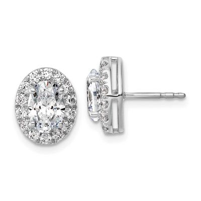 Lab Grown Diamond VS/SI FGH Oval Halo Earrings Semi-Mount 14k White Gold, EM10431-250-WLG,