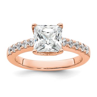 True Origin 3/8 carat Lab Grown Diamond VS D E F Semi Mount Princess Engagement Ring 14k Rose Gold,